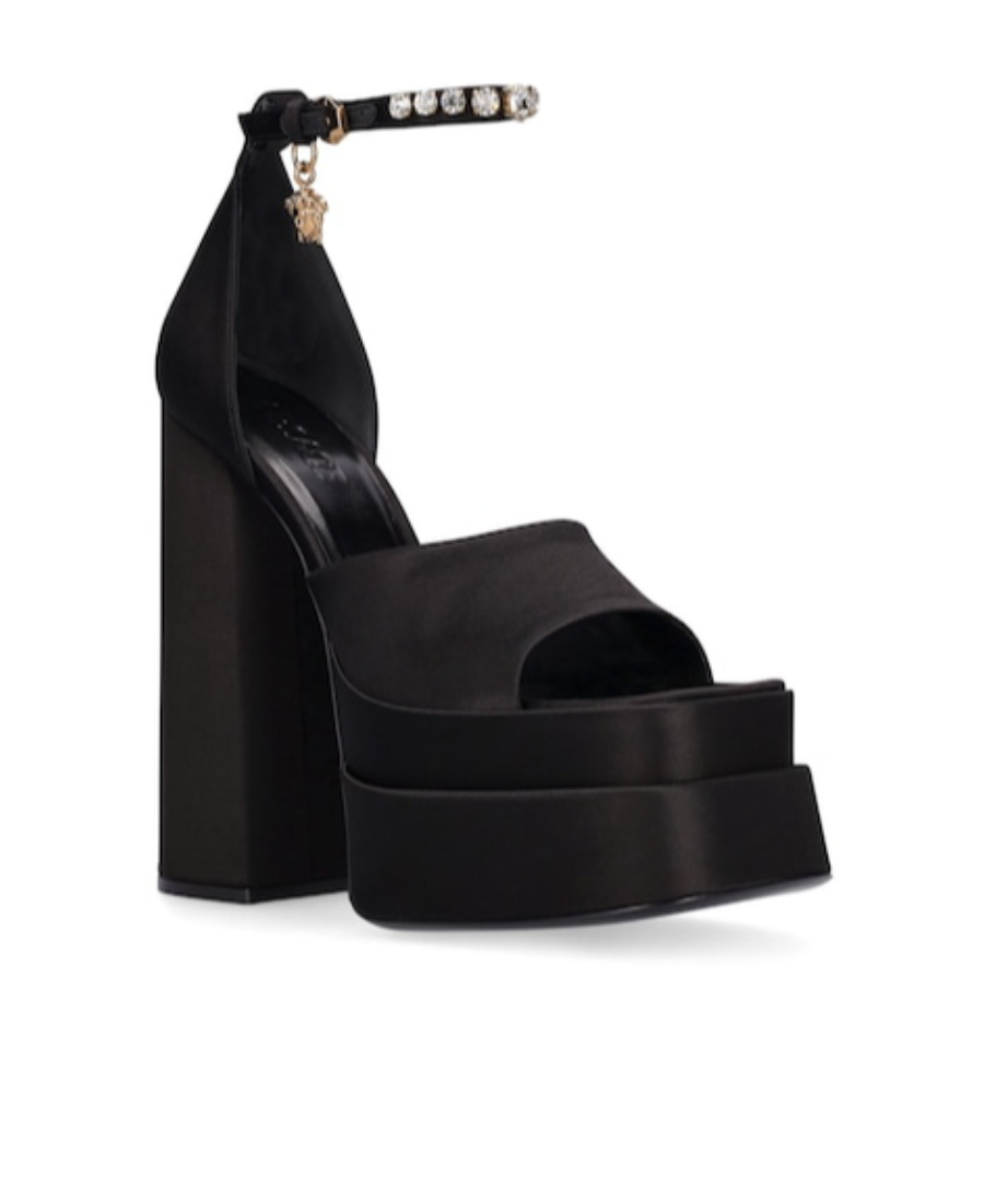 Versace Aevitas 140 Medusa Crystal-embellished Platform Sandals In Black