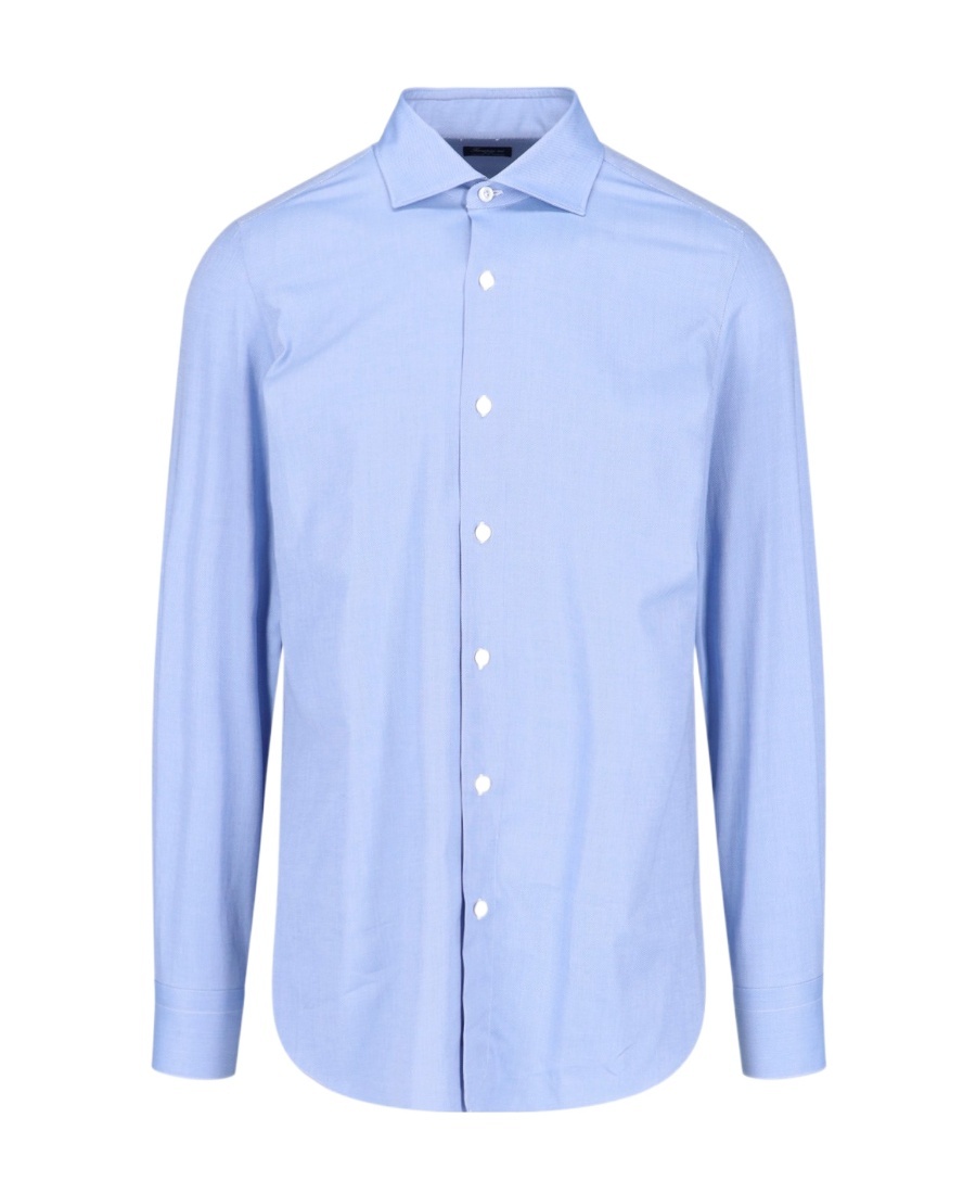 Finamore 1925 Napoli Spread-collar Cotton Shirt In Blue