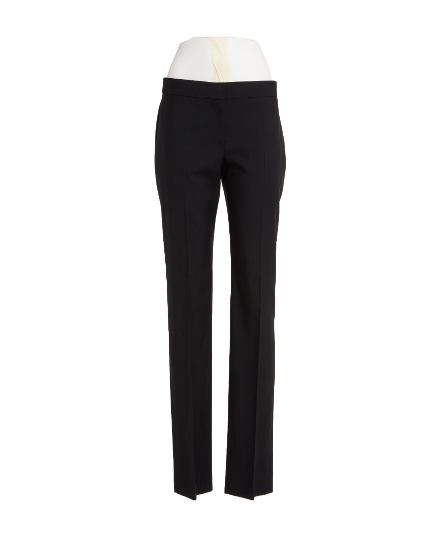 Alexander Mcqueen Womens Black Pressed-crease Buttoned-pocket Regular-fit Straight-leg Wool Trousers In Black