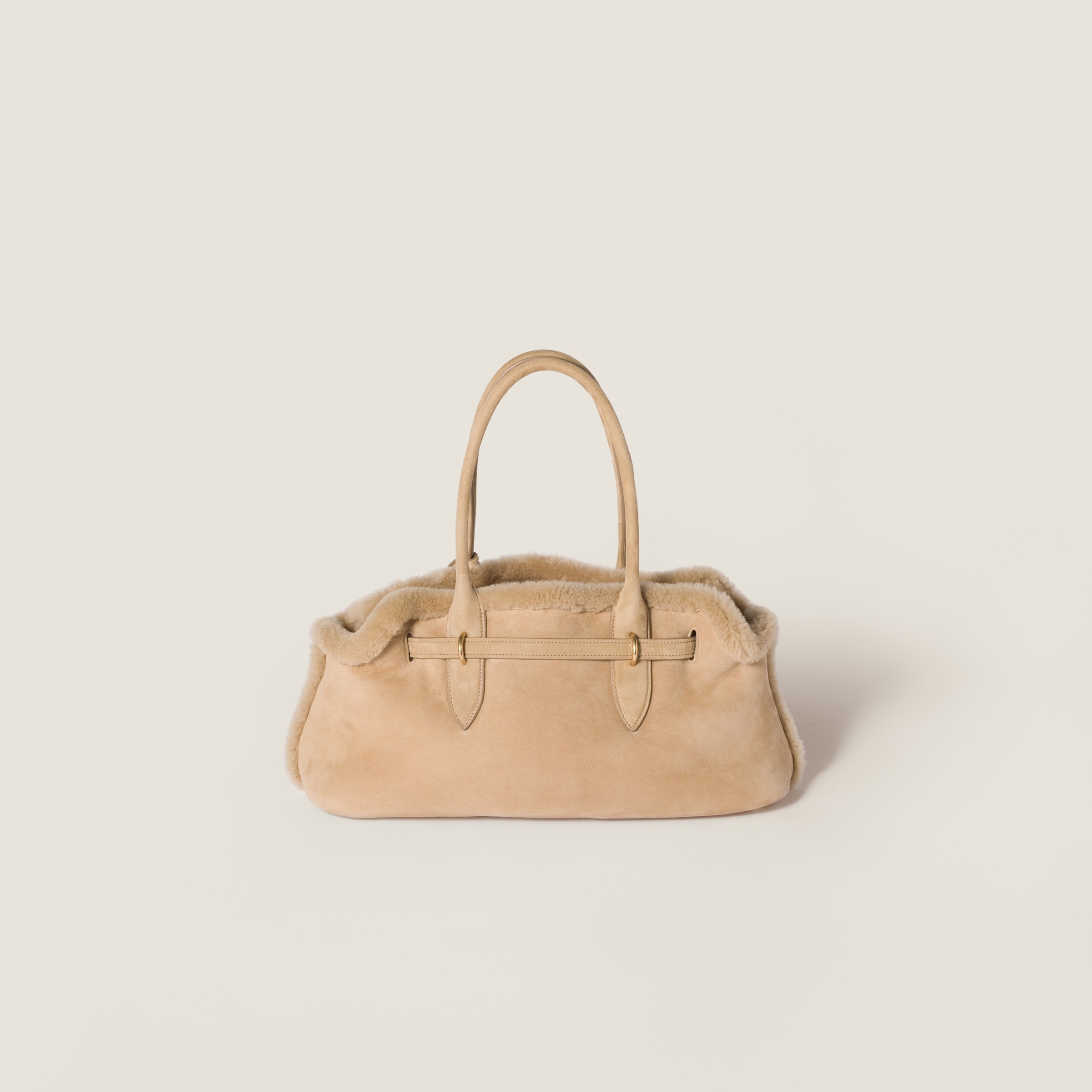 Miu Miu Aventure Shearling Tote Bag In Brown