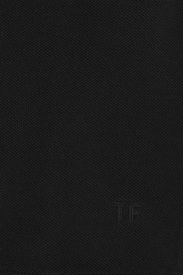 Tom Ford Classic Black Pique Polo With Textured Finish In Orange