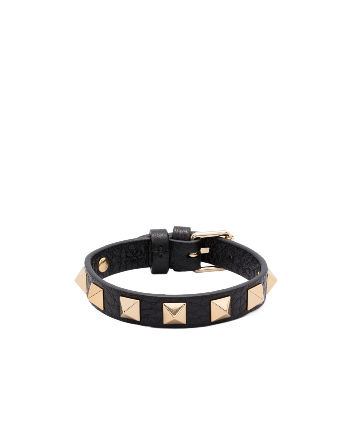 Valentino Garavani Men Rockstud Leather Bracelet In Black