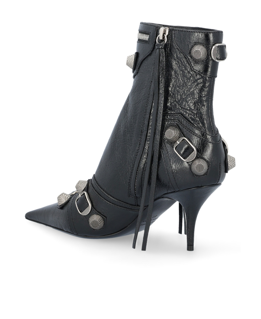 Balenciaga Cagole 50 Ankle Boots In Lamb Leather In Black