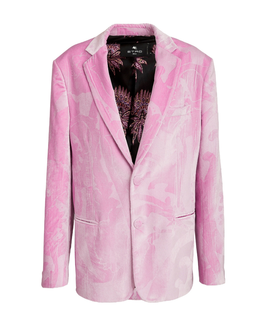 Etro Paisley-print Velvet Blazer In Pink