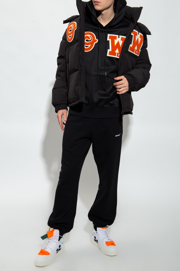 Off-white Logo-patch Puffer Coat In Black