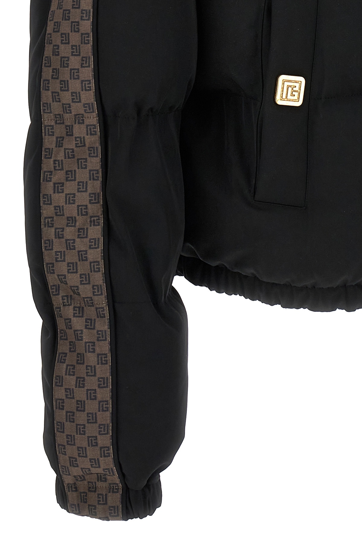 Balmain Mini Monogram Down Jacket In Black