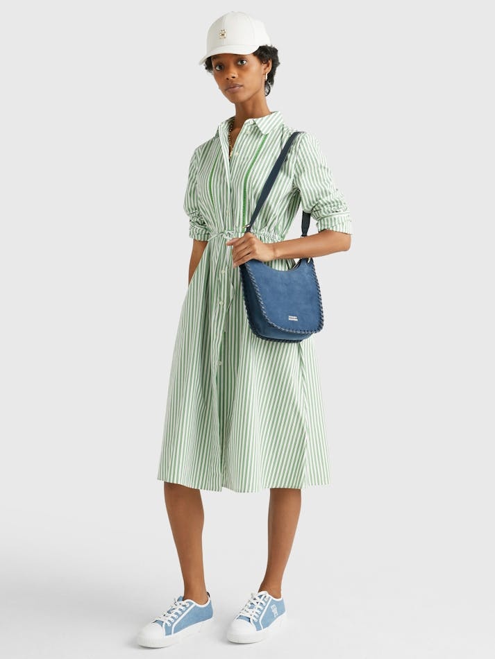 Tommy Hilfiger Striped Mid-length Shirt Dress In Green