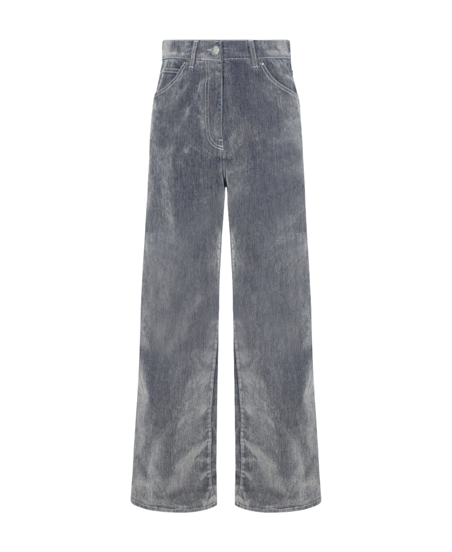 Msgm Logo-patch Wide-leg Trousers In Gray