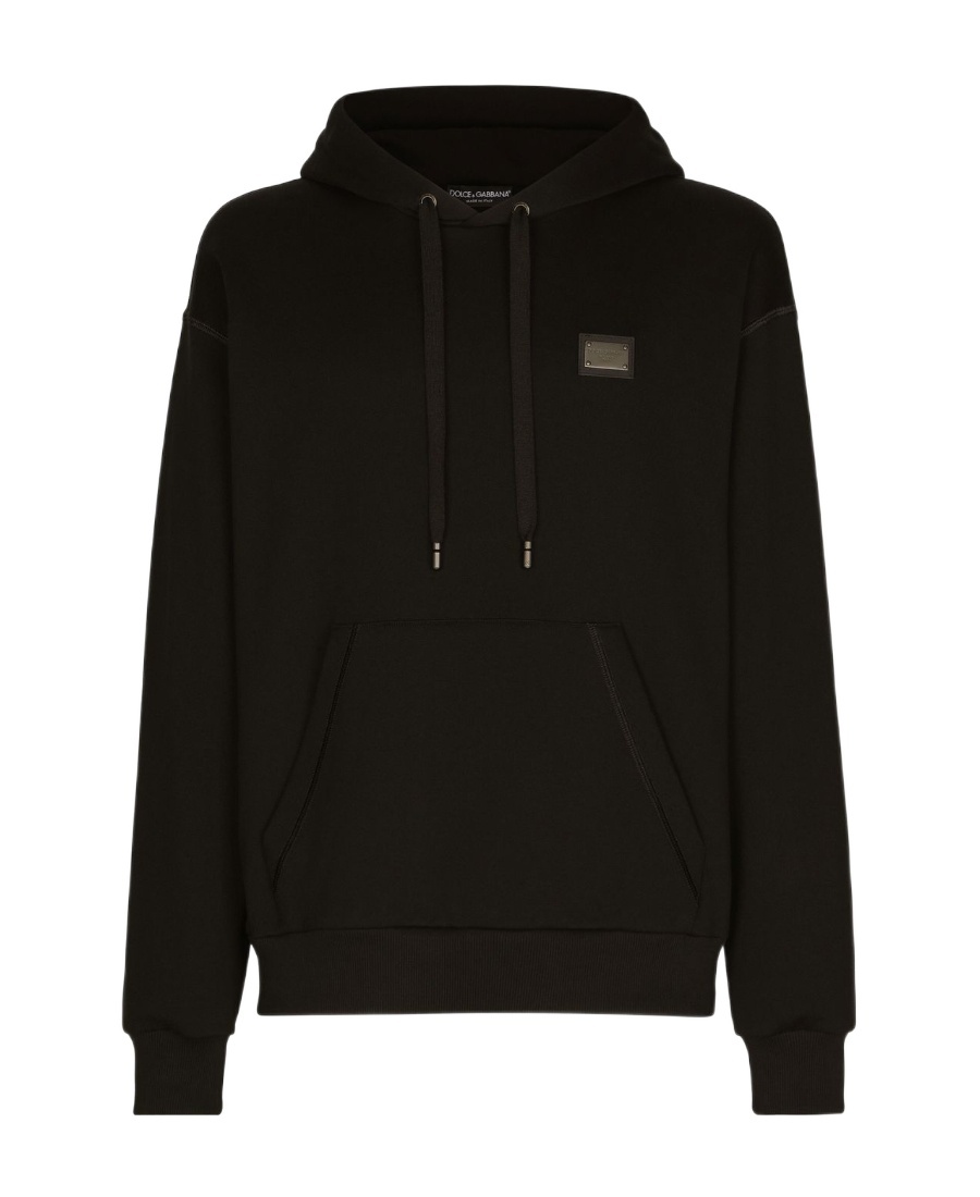 DOLCE & GABBANA DOLCE  GABBANA LOGO PLAQUE DRAWSTRING HOODIE