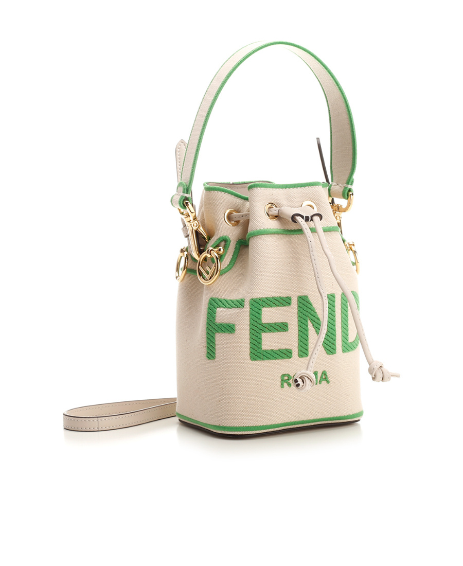 Fendi Sand Canvas Mini Mon Tresor Bucket Bag In Nude