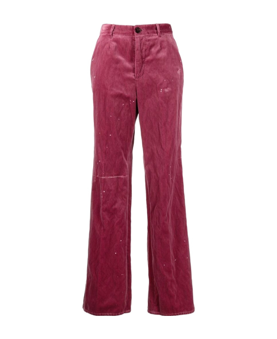 Dsquared2 Embroidered-logo Velvet Trousers In Red