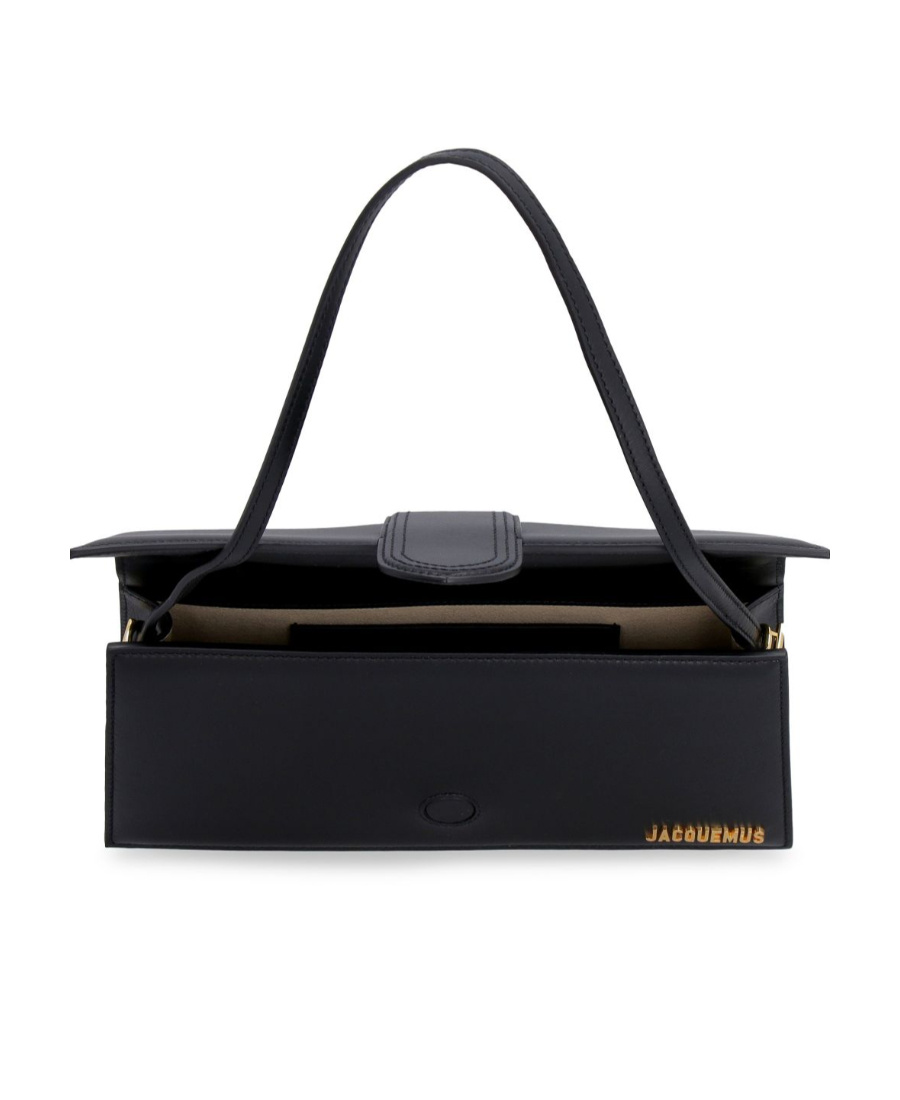 Jacquemus Le Bambino Long Leather Shoulder Bag In Black