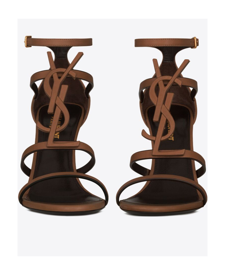Saint Laurent Cassandra 100 Strappy Sandals In Brown