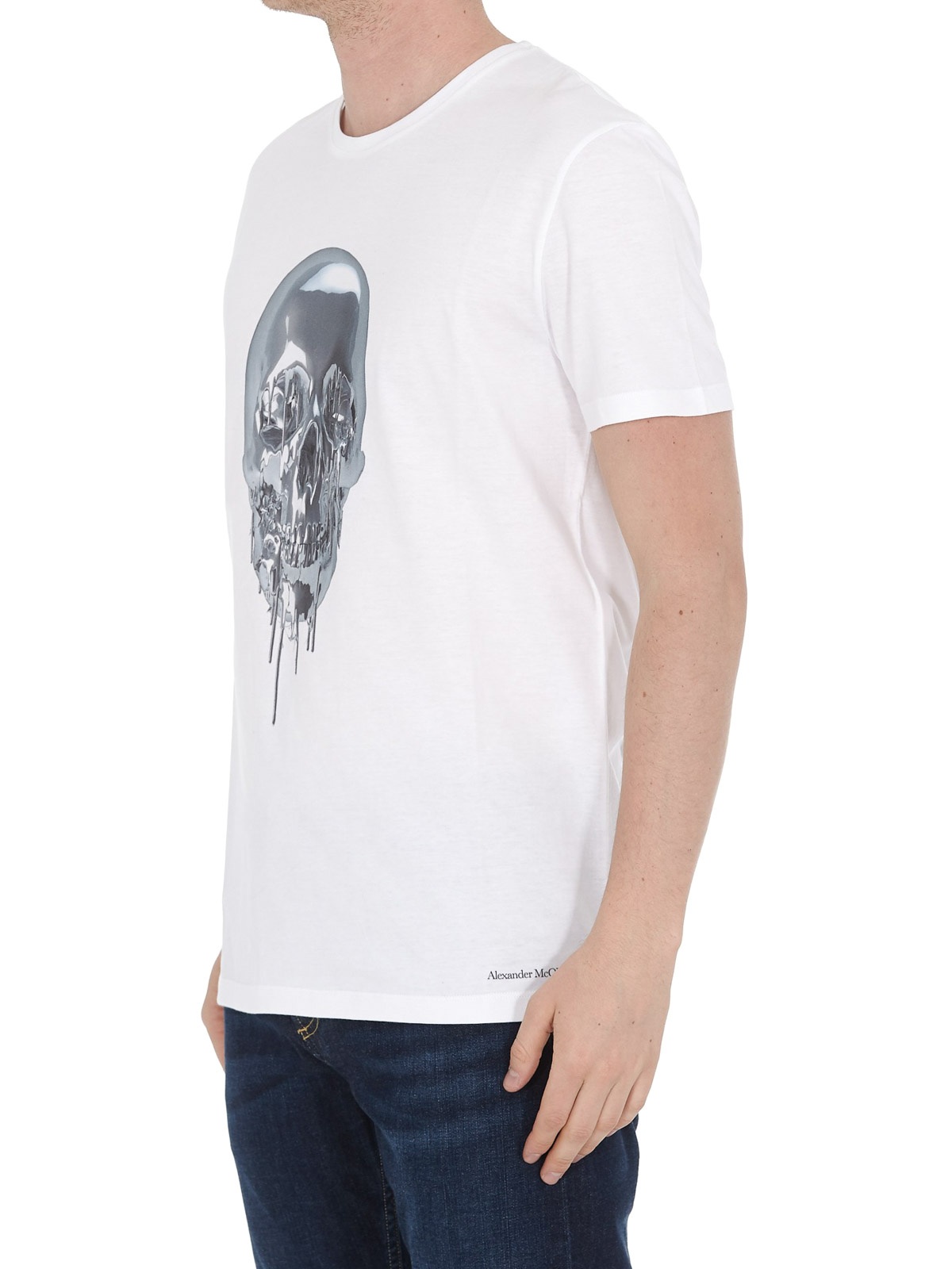 Alexander Mcqueen T-shirt With Round Neck And Short Sleeves In White