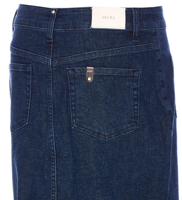 Liu •jo Button-down Denim Skirt In Blue