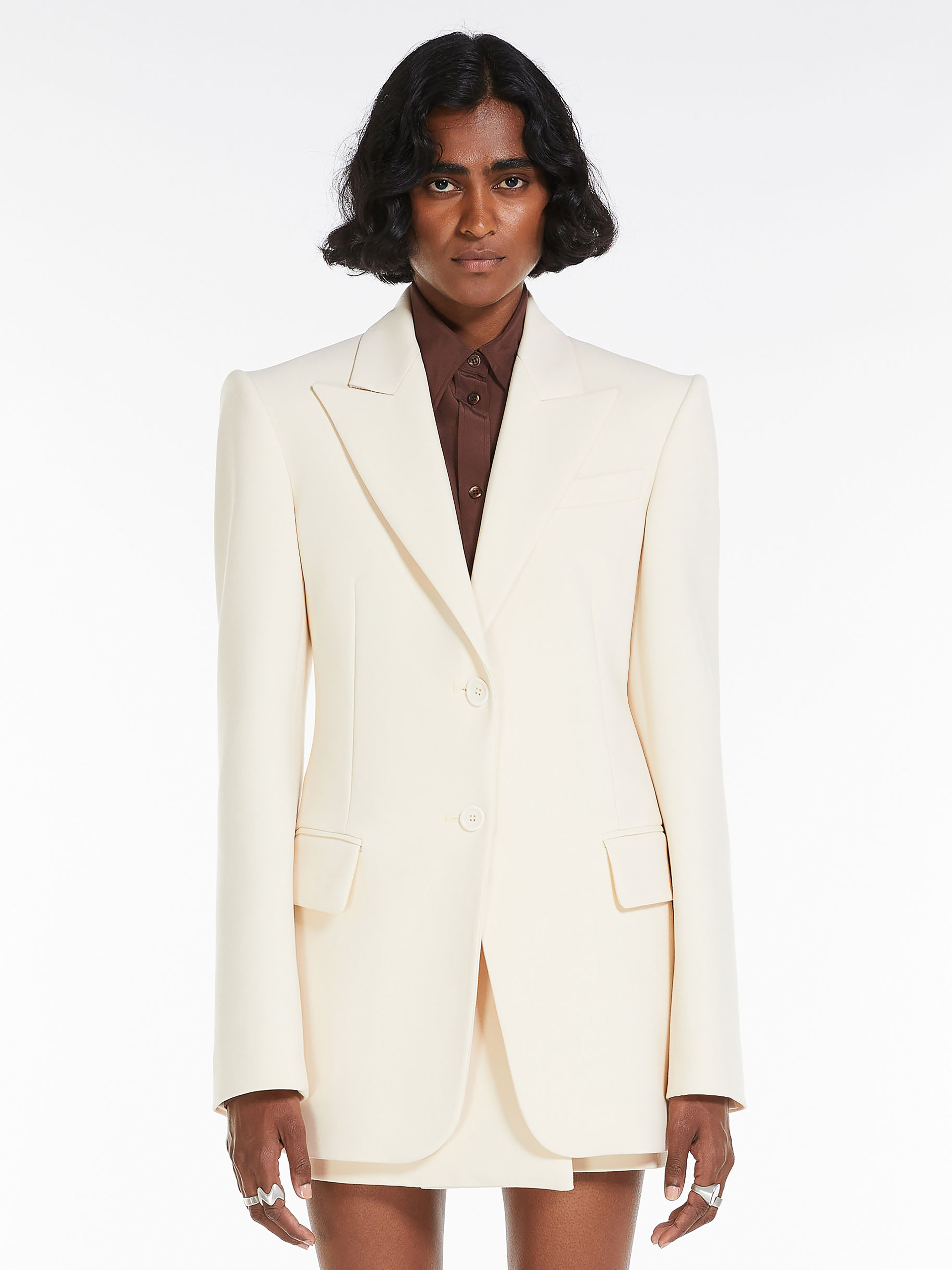 Sportmax Single-breasted Wool Suit Jacket In White
