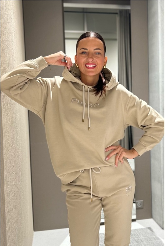 Pinko Sweatshirt With Embroidered Logo In Nude