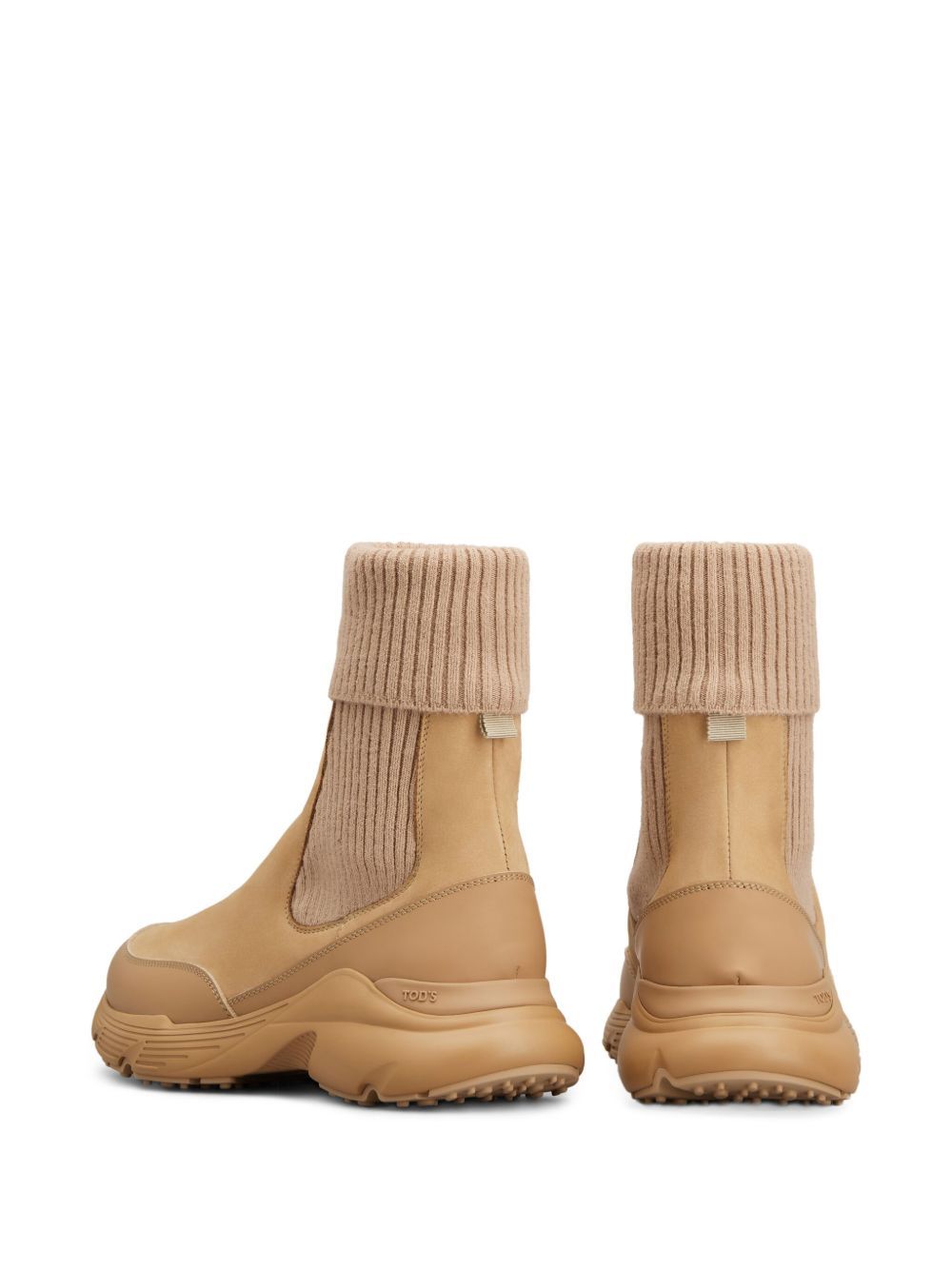 Tod's Beige Slip-on Boots With Elasticated Panels In Brown