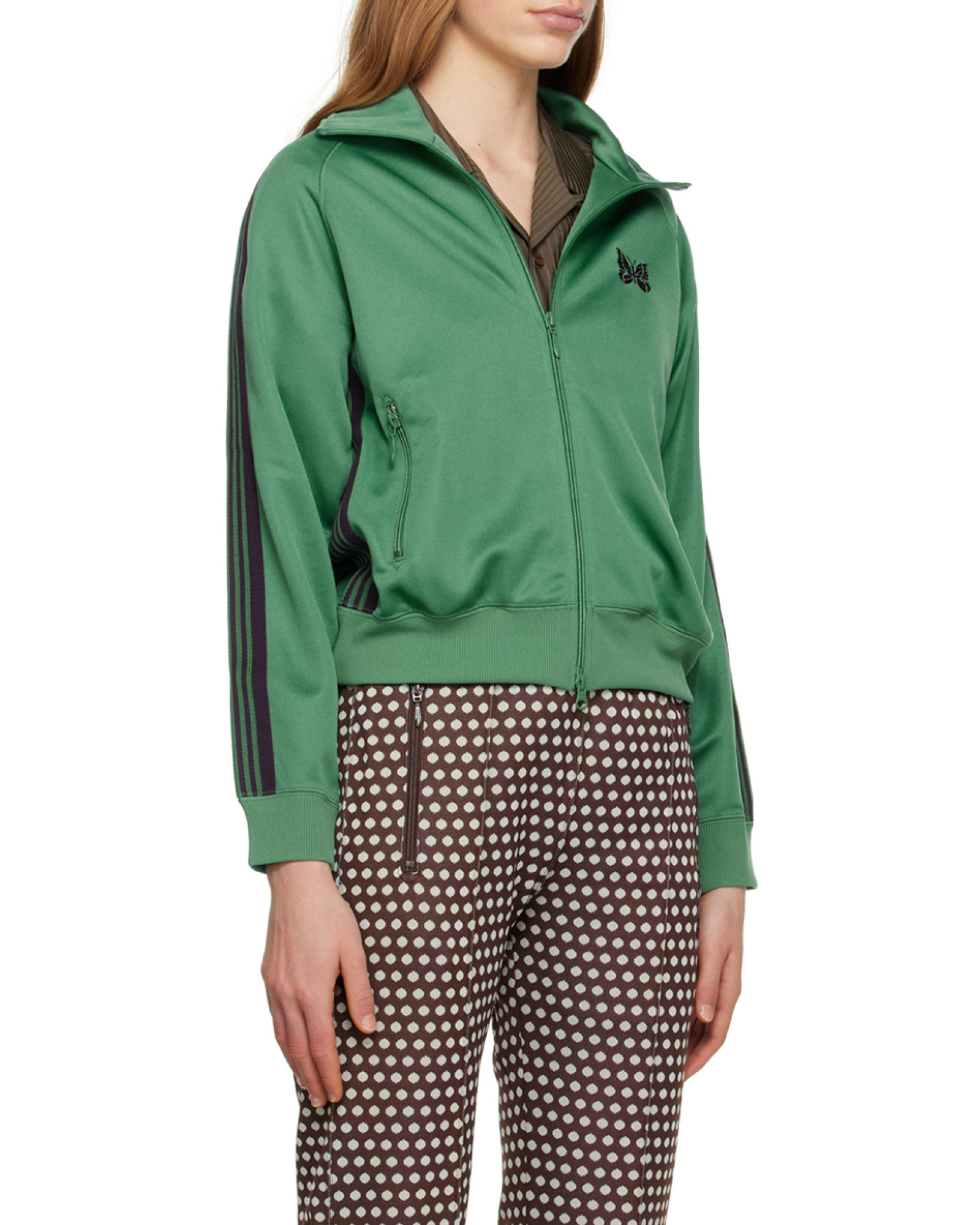 Shop Needles Logo Embroidery Track Sweatshirt In Green