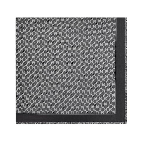 Gucci Gg Wool Shawl In Gray