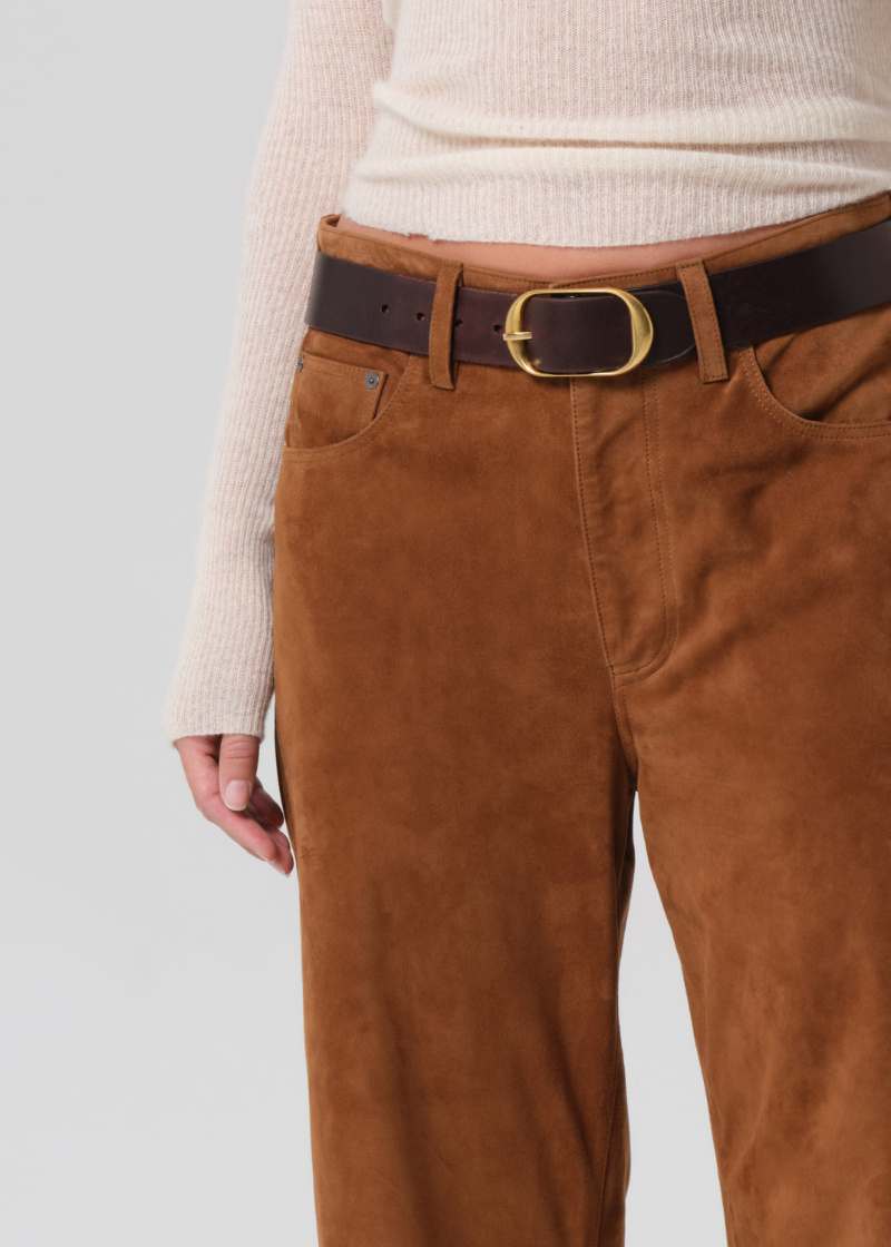 Citizen Of Humanity Miro Relaxed Suede Pant In Brown