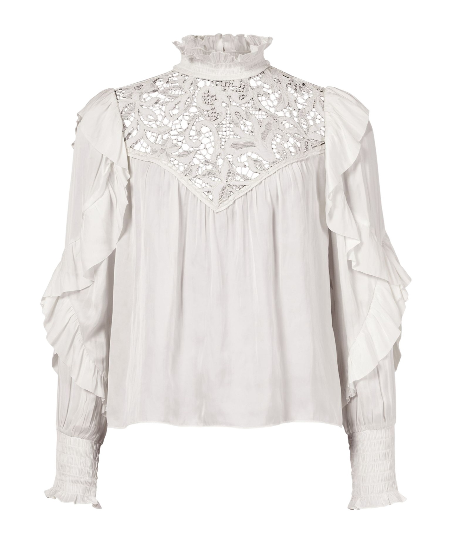 Isabel Marant Seila Blouse In Ecru With Lace And Ruffles In White