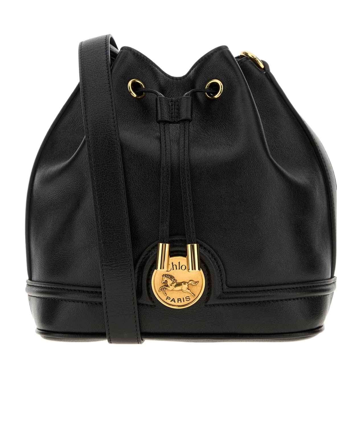Chloé Leather Bucket Bag Adjustable Strap In Black