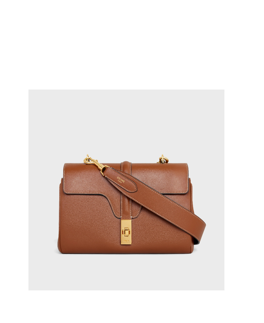 CELINE LONG STRAP IN SMOOTH CALFSKIN WITH GOLD FINISHING