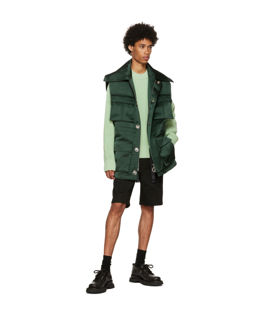 Ami Alexandre Mattiussi Pocket-detail Flared Gilet In Green