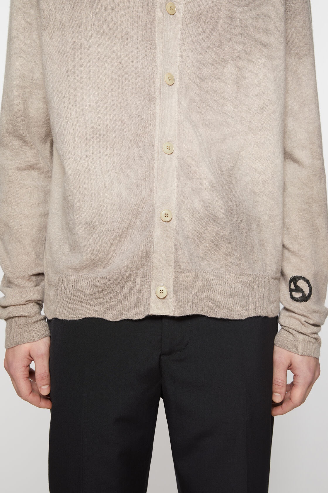 Acne Studios Crew-neck Knitted Cardigan In Nude