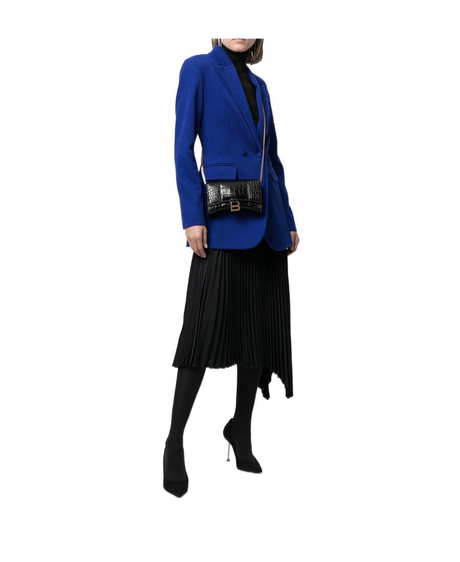 Balenciaga Hourglass Crocodile-effect Chain Wallet In Black