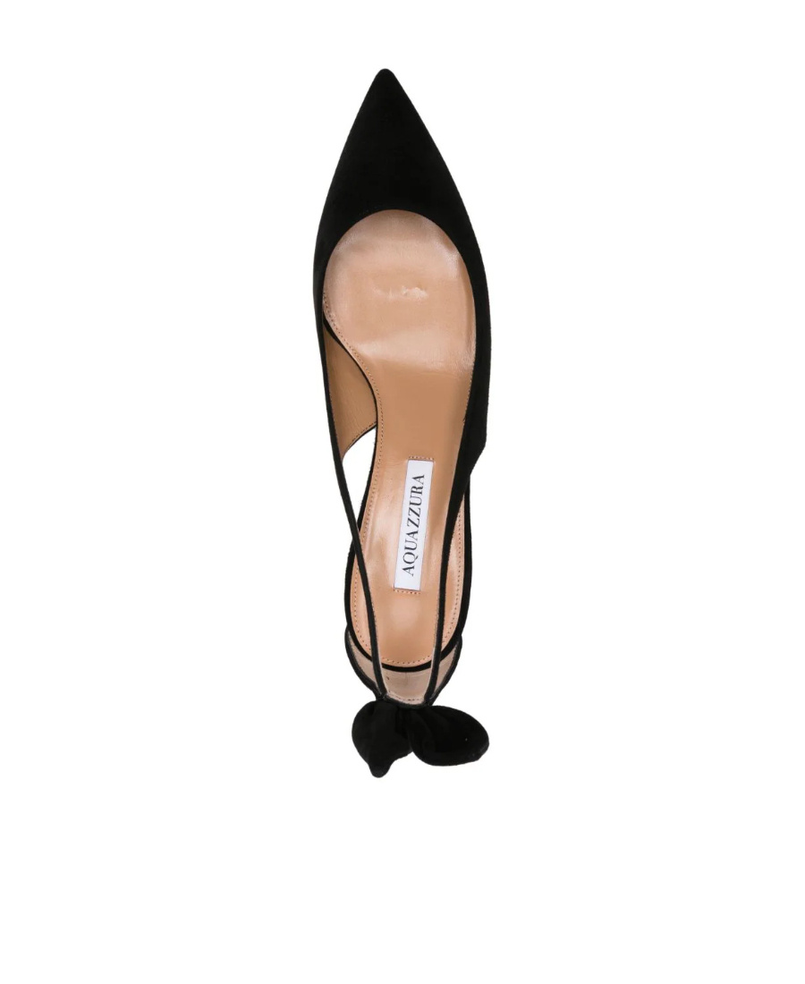 Aquazzura 50 Bow-tie Suede Pumps In Black