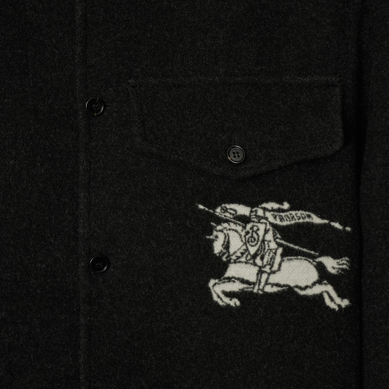 Burberry Ekd Wool Overshirt In Black