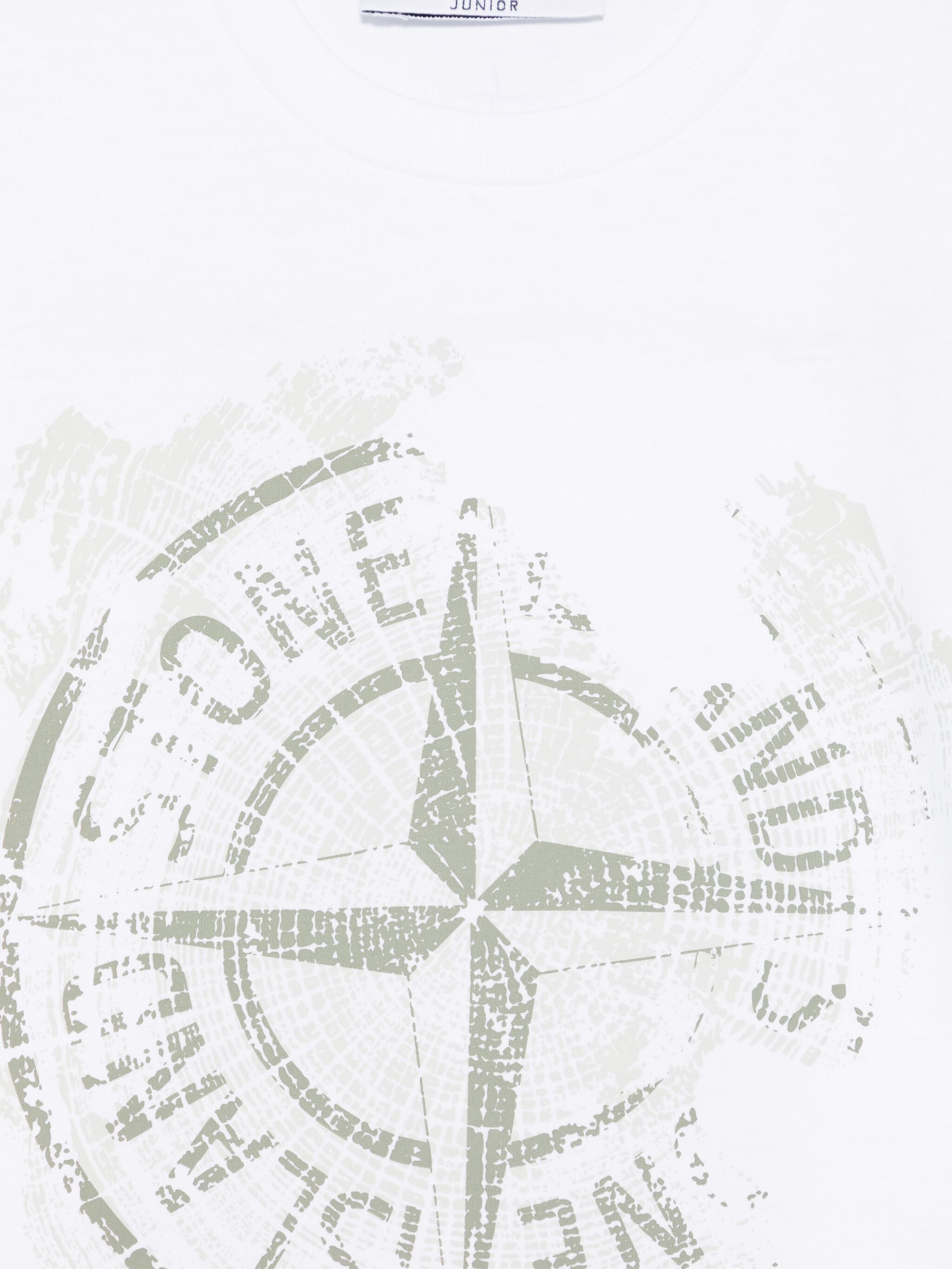 STONE ISLAND STONE ISLAND JUNIOR COMPASS PRINTED CREWNECK T-SHIRT