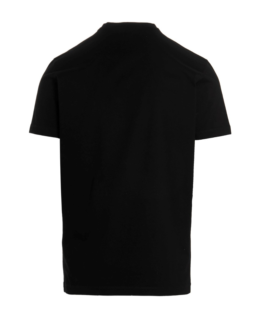 Dsquared2 D-squared2 Mans Black Cotton T-shirt With Caten Trip Print In Black