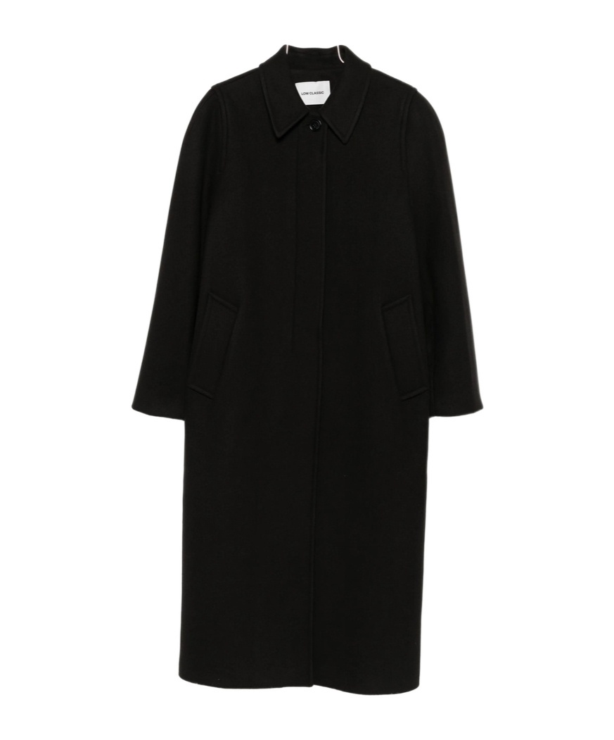 Low Classic Single-breasted Coat In Black