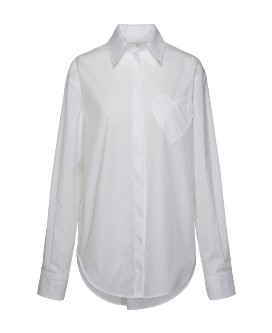 Moschino Heart-patch Cotton Shirt In White