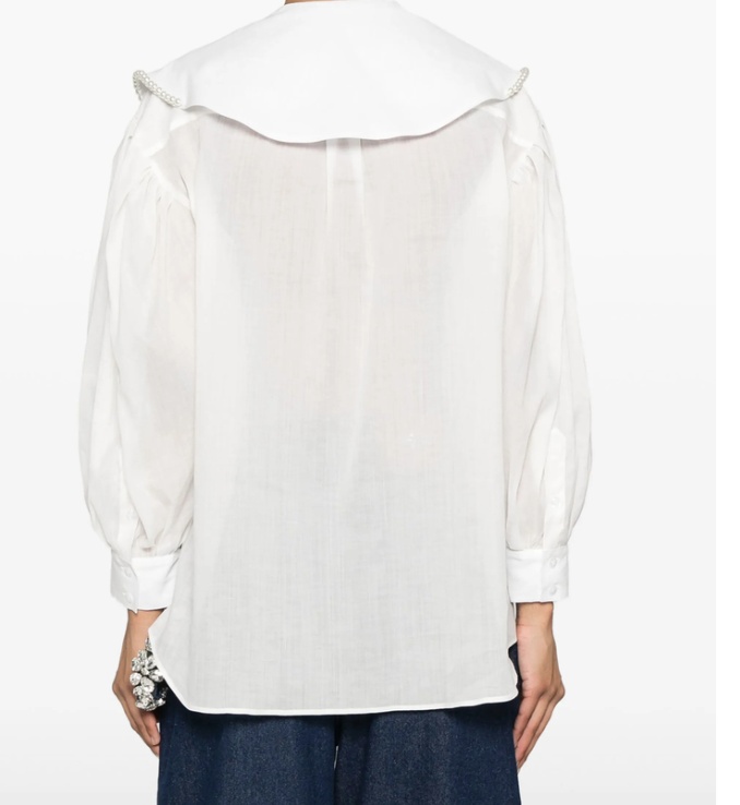 Simone Rocha Sailor-collar Puff-sleeves Shirt In White