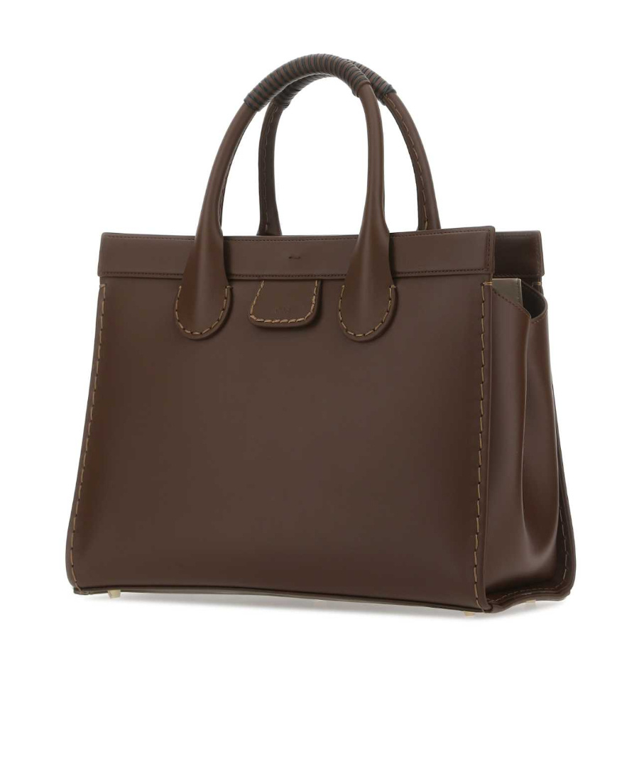 Chloé Structured Twin Handle Bag With Contrast Stitching In Green