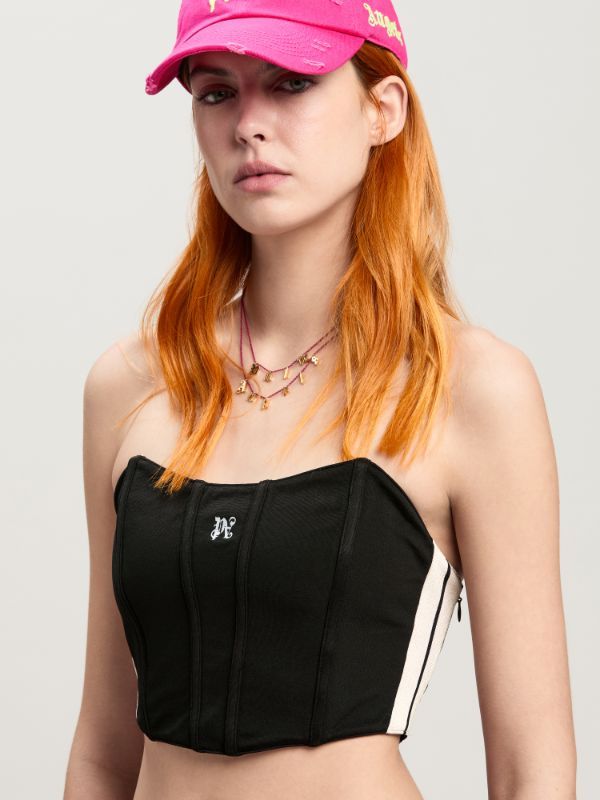 Palm Angels Logo Pattern Corset In Black