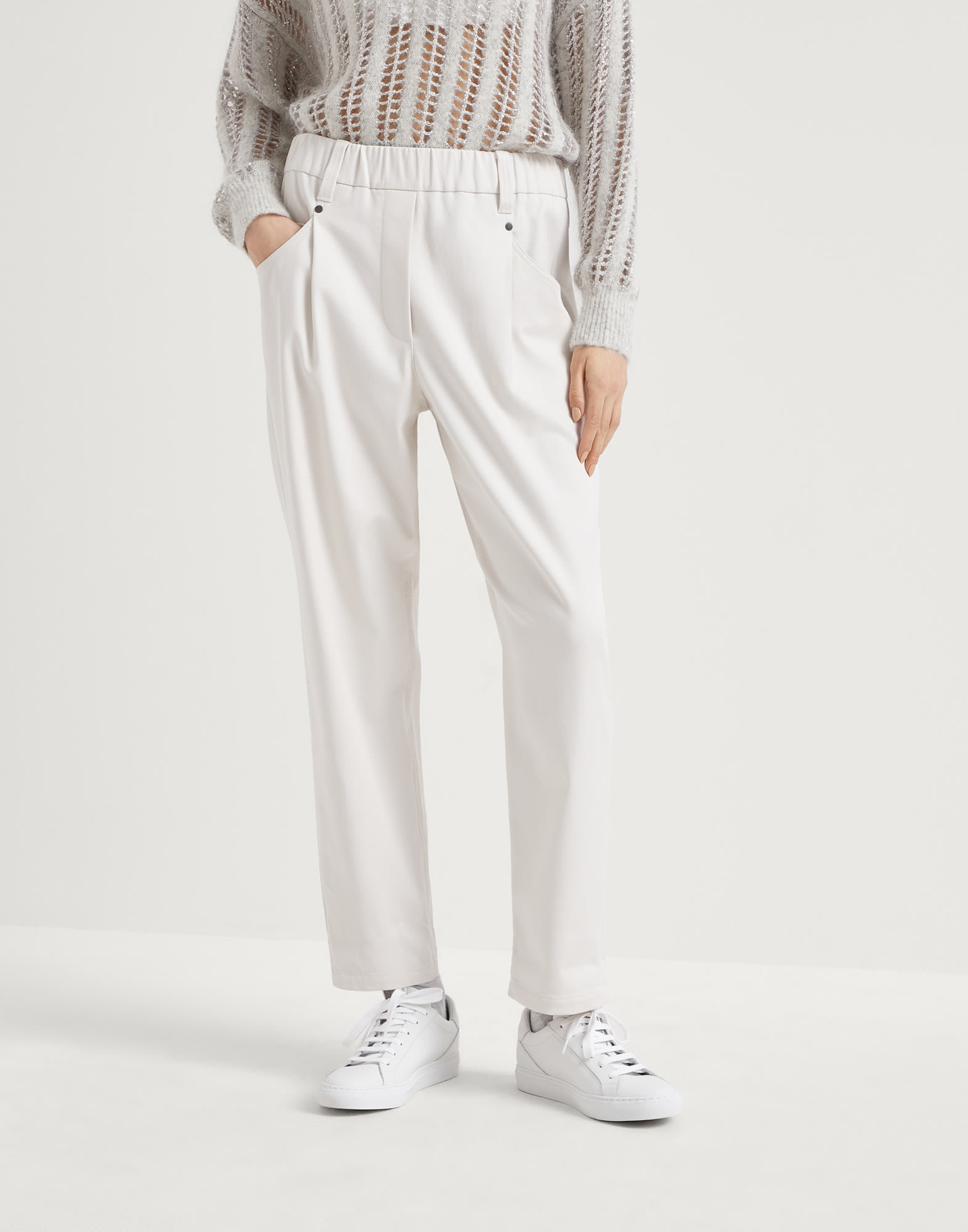 Brunello Cucinelli Straight-leg Cotton Trousers In White