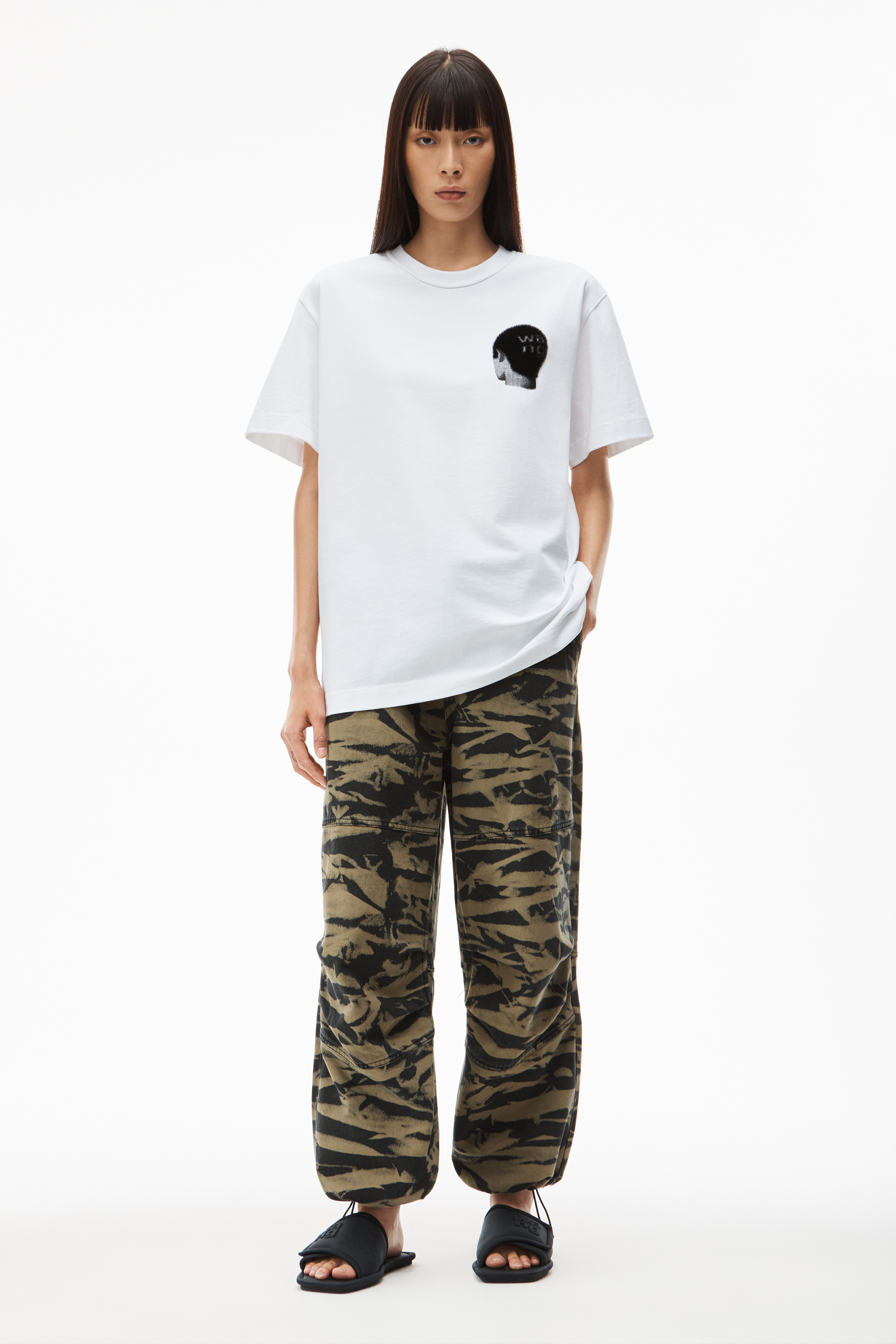 Alexander Wang Cotton T-shirt With Round Collar Pattern In White