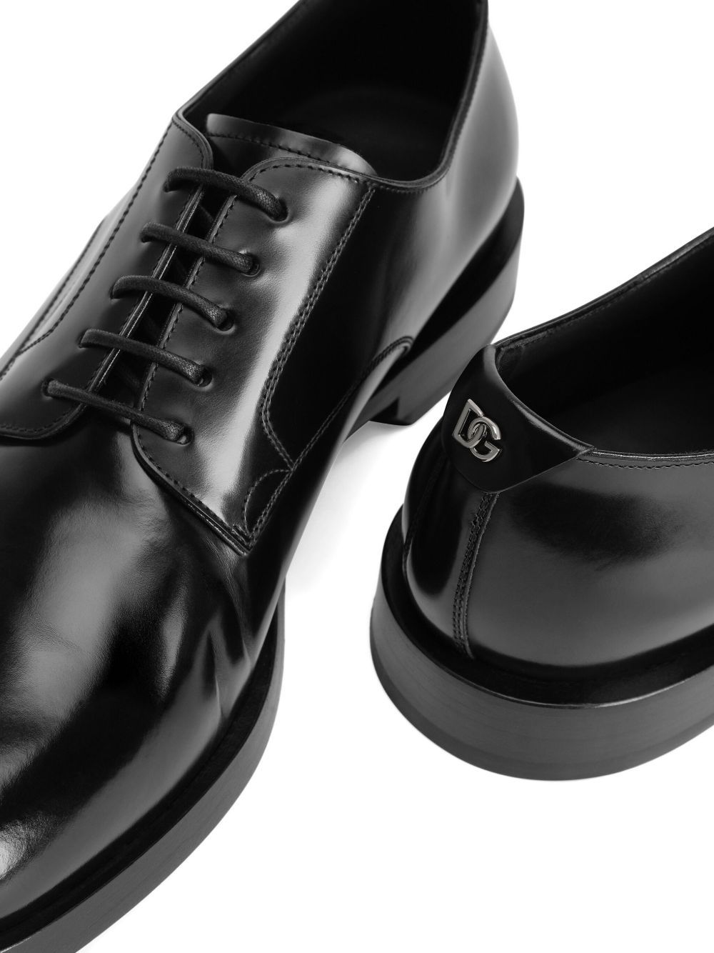 Dolce & Gabbana Black Leather Derby Shoes In Black