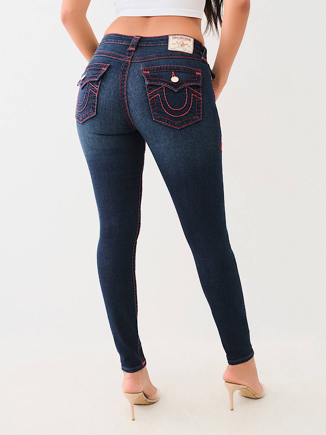 True Religion Ondine Jennie Mid Rise Skinny Big T Jean In Black