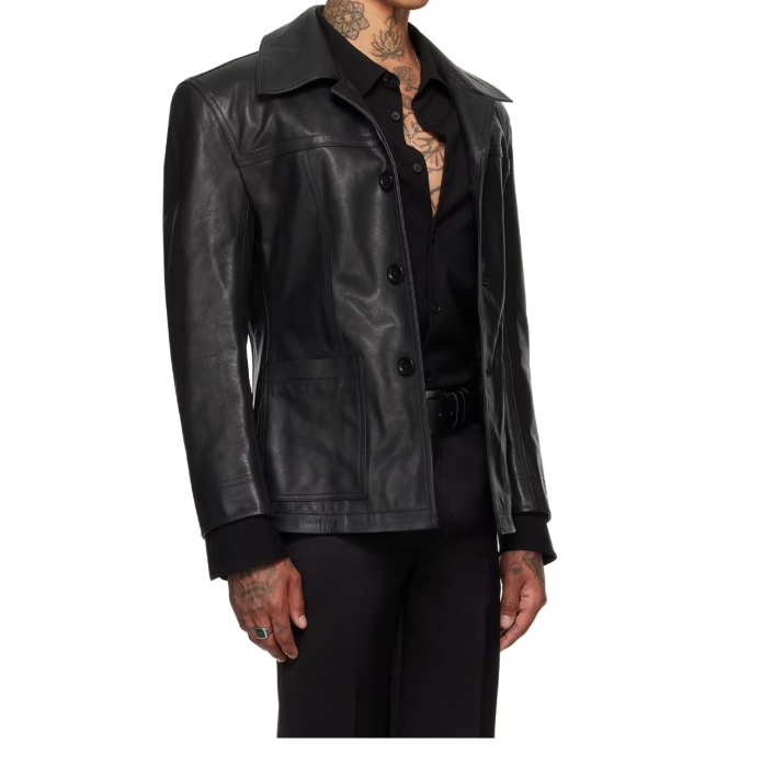 Lu'u Dan Long-sleeved Leather Jacket In Black