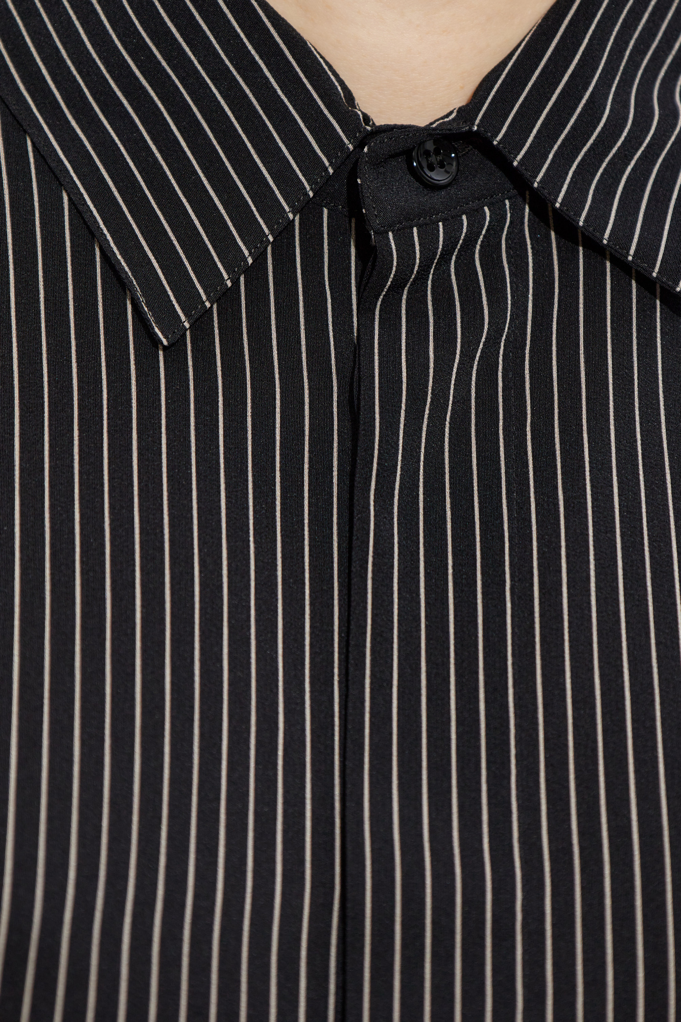 Saint Laurent Lapel Long Sleeve Shirt In Black