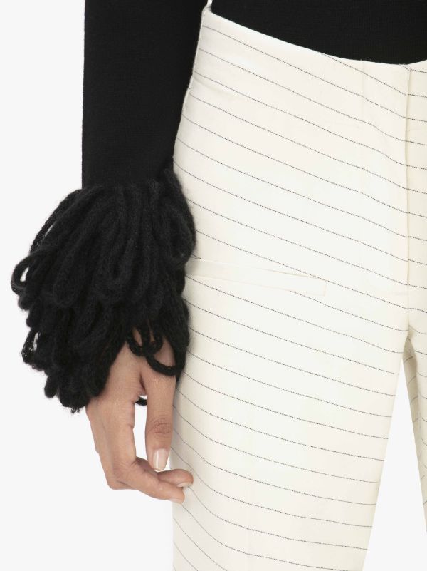 Jw Anderson Diagonal-stripe Straight-leg Trousers In White