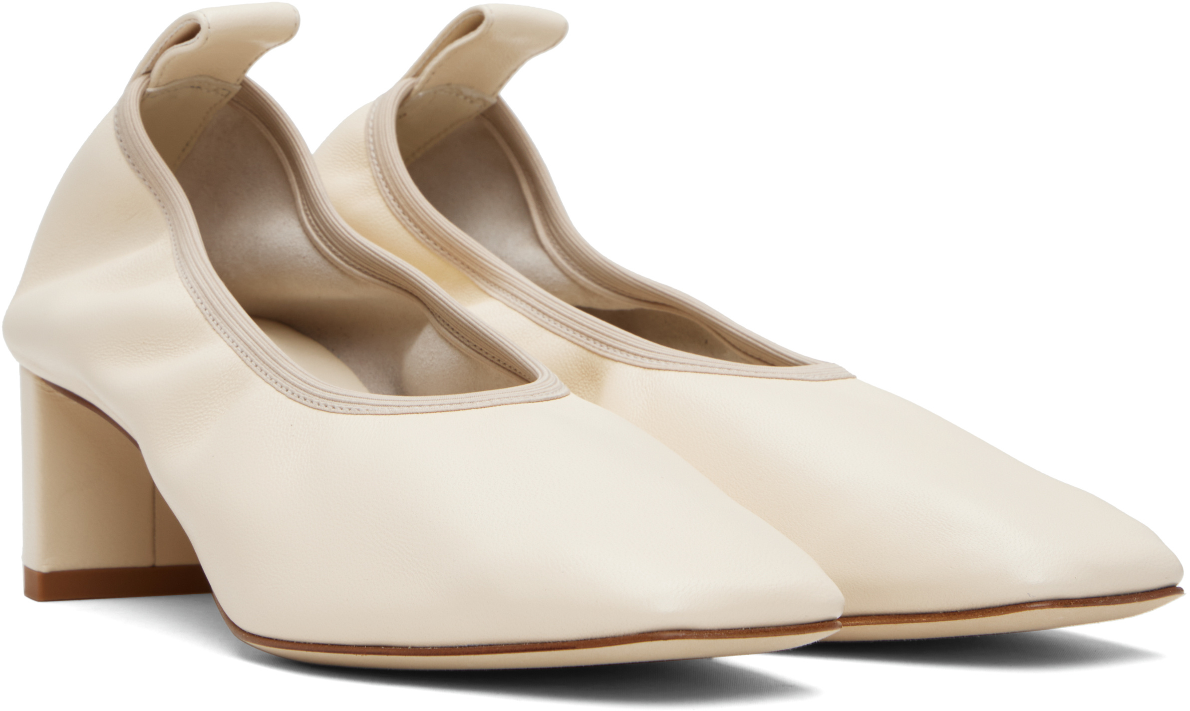 Aeyde Beige Narissa Ruched Heels In White