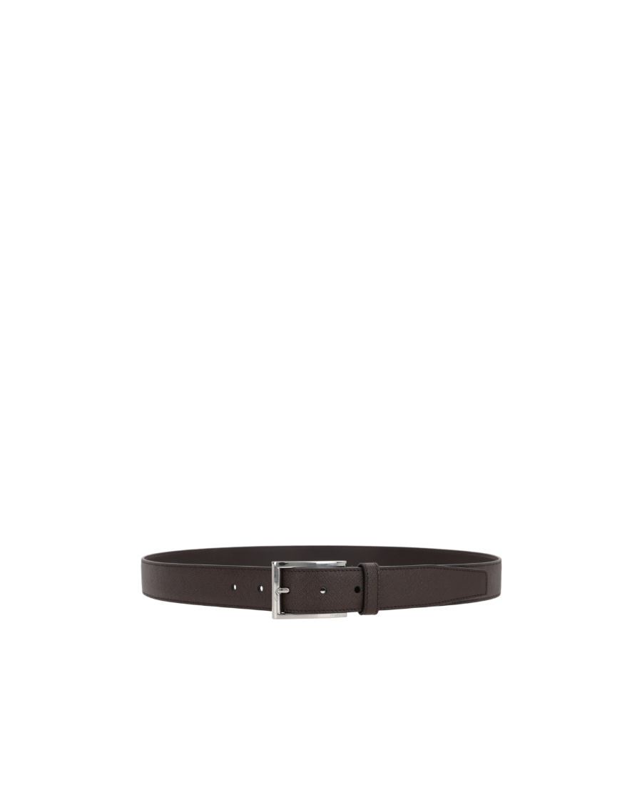 Prada Saffiano Leather Belt In Brown