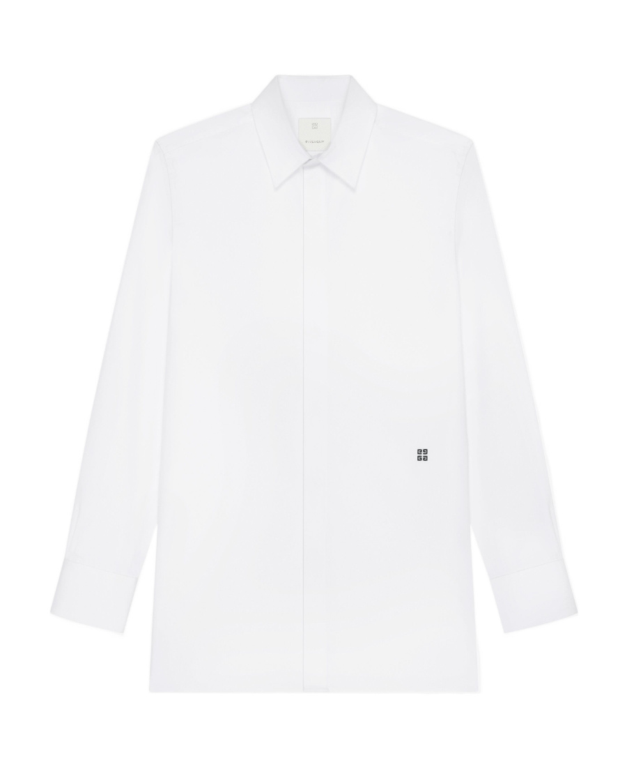 Givenchy 4g-embroidered Poplin Shirt In White